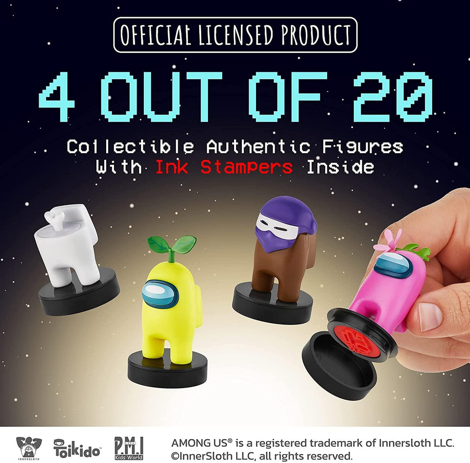 Among Us Crewmates Stampers 5pk Cyan White Yellow Black Plague Dr Game Figure Set PMI International