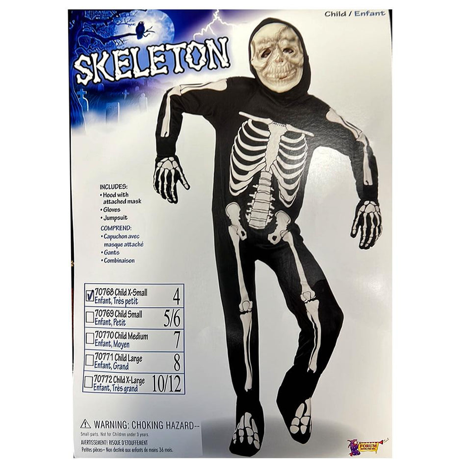 Bone X-Ray Skeleton Kids size XS Skelebones Suit Costume Forum Novelties
