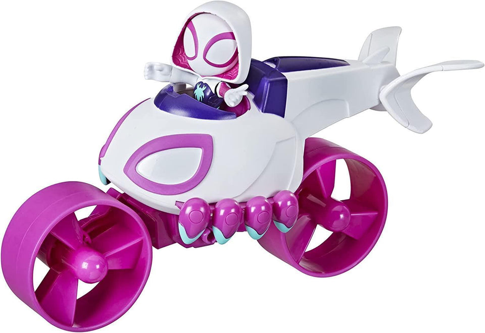 Spidey Amazing Friends Ghost-Spider Change 'N Go Ghost-Copter Figure Vehicle Marvel Set Hasbro