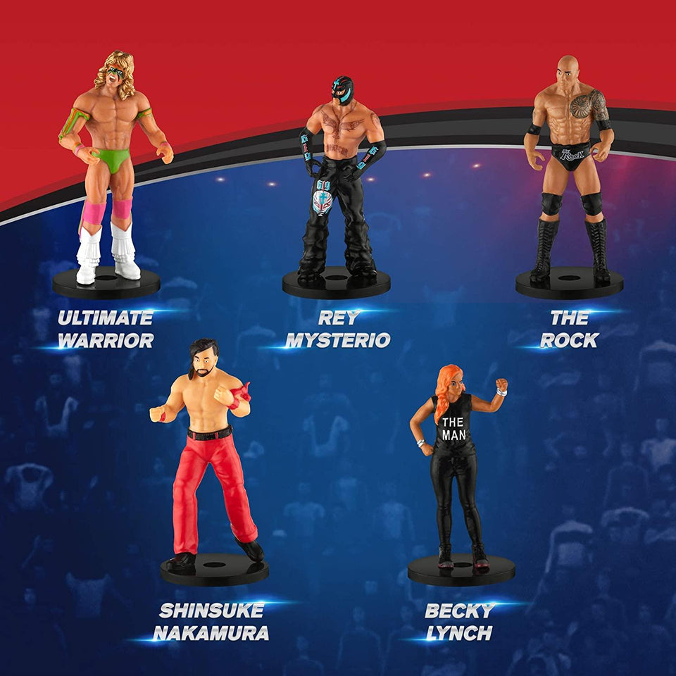 WWE Pencil Toppers 5pk Nakamura Mysterio Rock Becky Lynch Ultimate Warrior Warrior PMI International