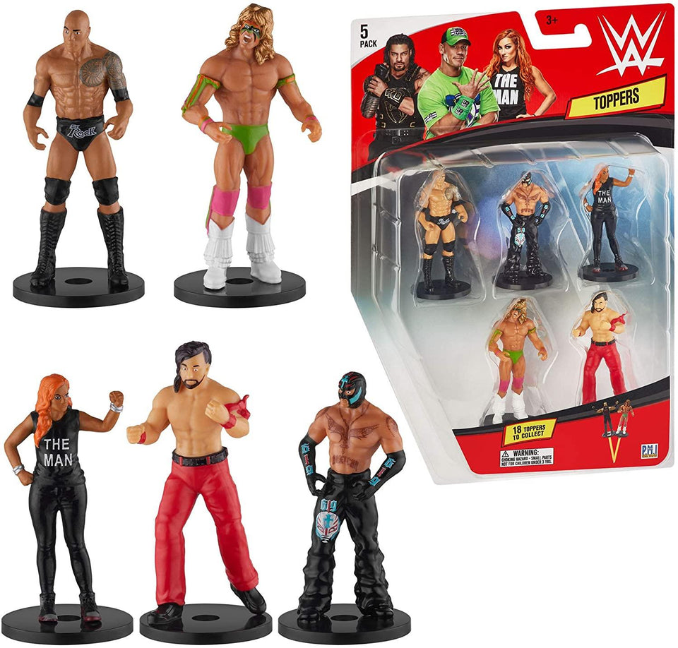 WWE Pencil Toppers 5pk Nakamura Mysterio Rock Becky Lynch Ultimate Warrior Warrior PMI International