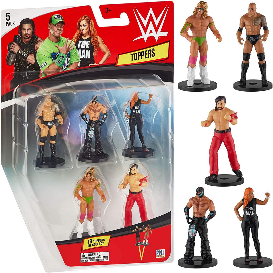 WWE Pencil Toppers 5pk Nakamura Mysterio Rock Becky Lynch Ultimate Warrior Warrior PMI International