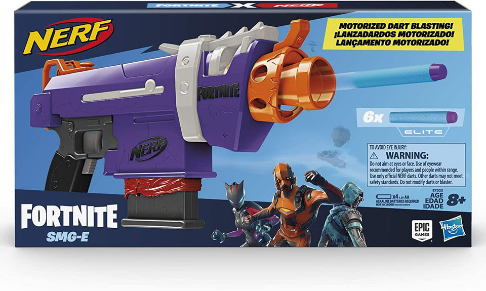 NERF Fortnite SMG-E Blaster Replica Motorized 6 Dart Clip Video Gaming Hasbro