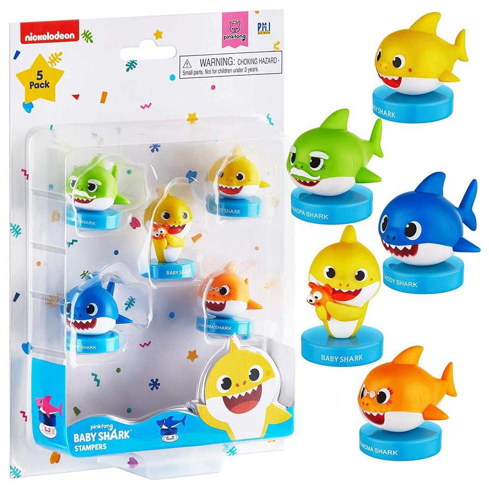 Pinkfong Baby Shark Stampers 5pk Grandparent Family Set Party Cake Toppers PMI International