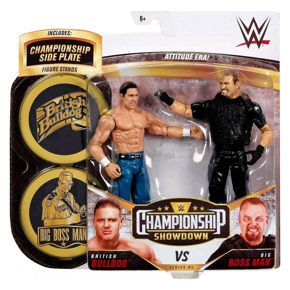 WWE British Bulldog vs Big Boss Man Championship Showdown Side Plate Figures Mattel