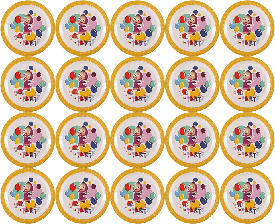 Masha and The Bear Party Paper Plates 20ct Themed Kids Supplies Disposable Mighty Mojo