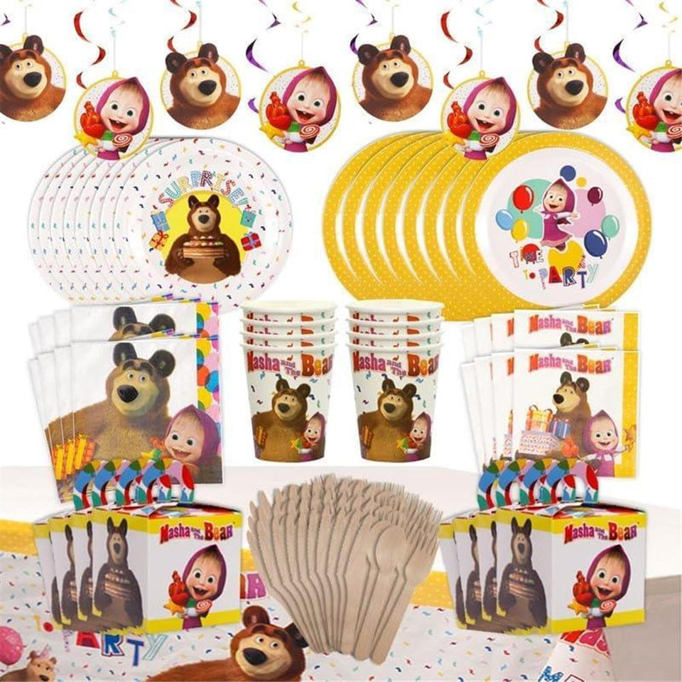 Masha and The Bear Party Paper Plates 20ct Themed Kids Supplies Disposable Mighty Mojo