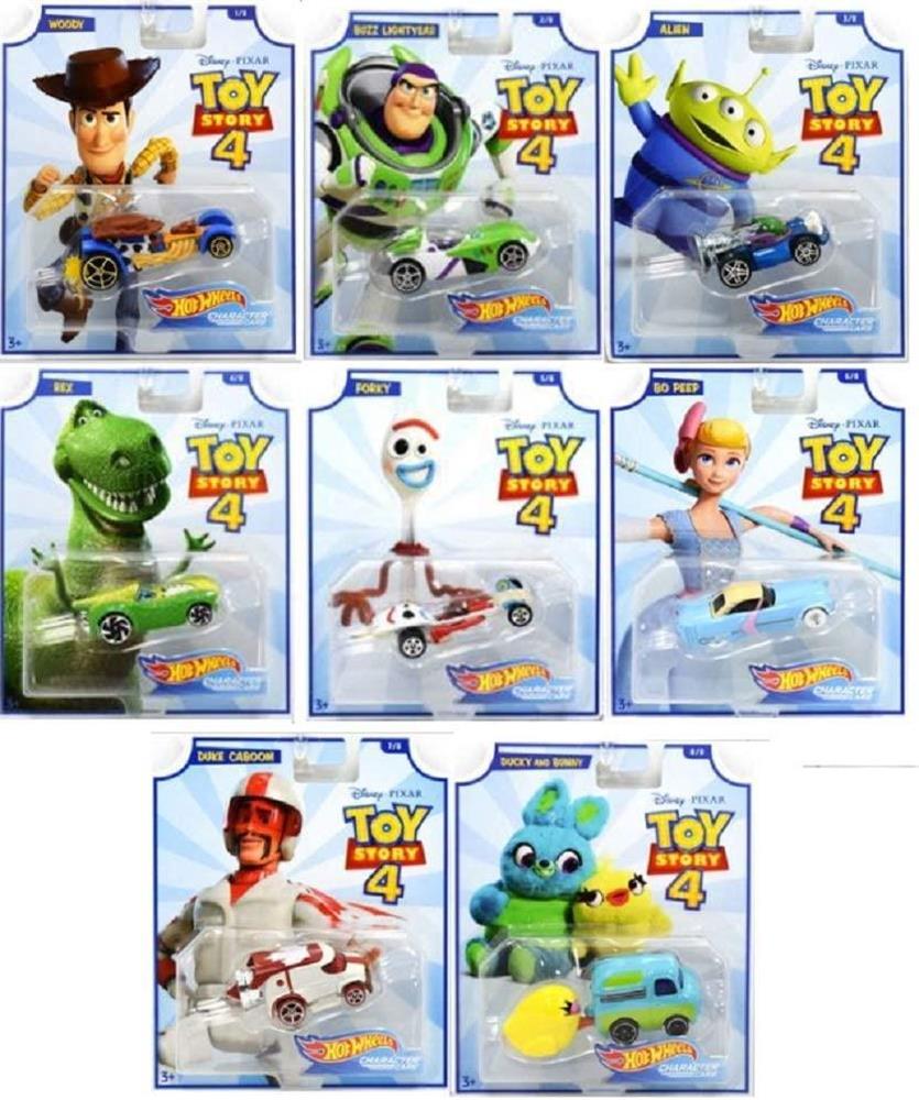 Hot Wheels Toy Story 4 Character Cars 8ct Set Disney Woody Buzz Rex Duke Peep Mattel