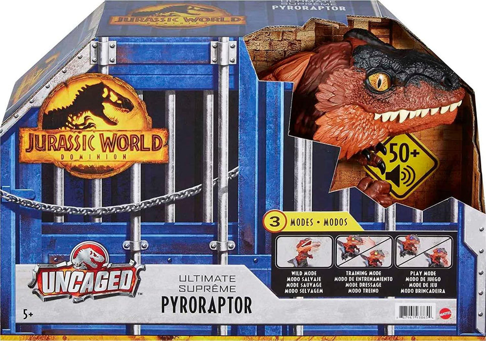 Jurassic World Dominion Uncaged Pyroraptor Ultimate Motion Sounds Dinosaur Figure Interactive Mattel