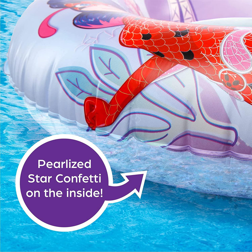 Miraculous Ladybug Cat Noir & Ladybug Float Pool Raft Inflatable Tube 30" Glitter Mighty Mojo