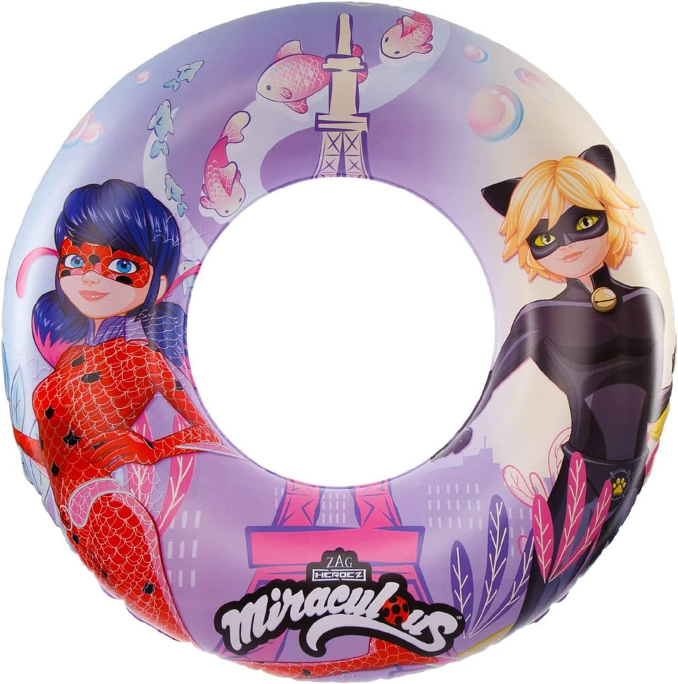 Miraculous Ladybug Cat Noir & Ladybug Float Pool Raft Inflatable Tube 30" Glitter Mighty Mojo