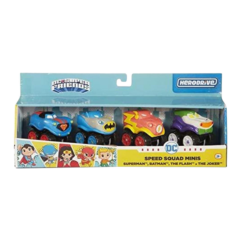 DC Speed Squad Minis Cars 4pk Superman Batman Flash Joker