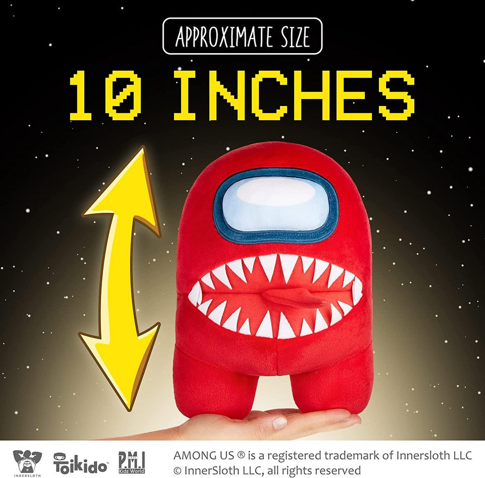 Among Us Red Impostor with Tongue Teeth Plush Huggable Plushie 10" Doll Figure PMI International