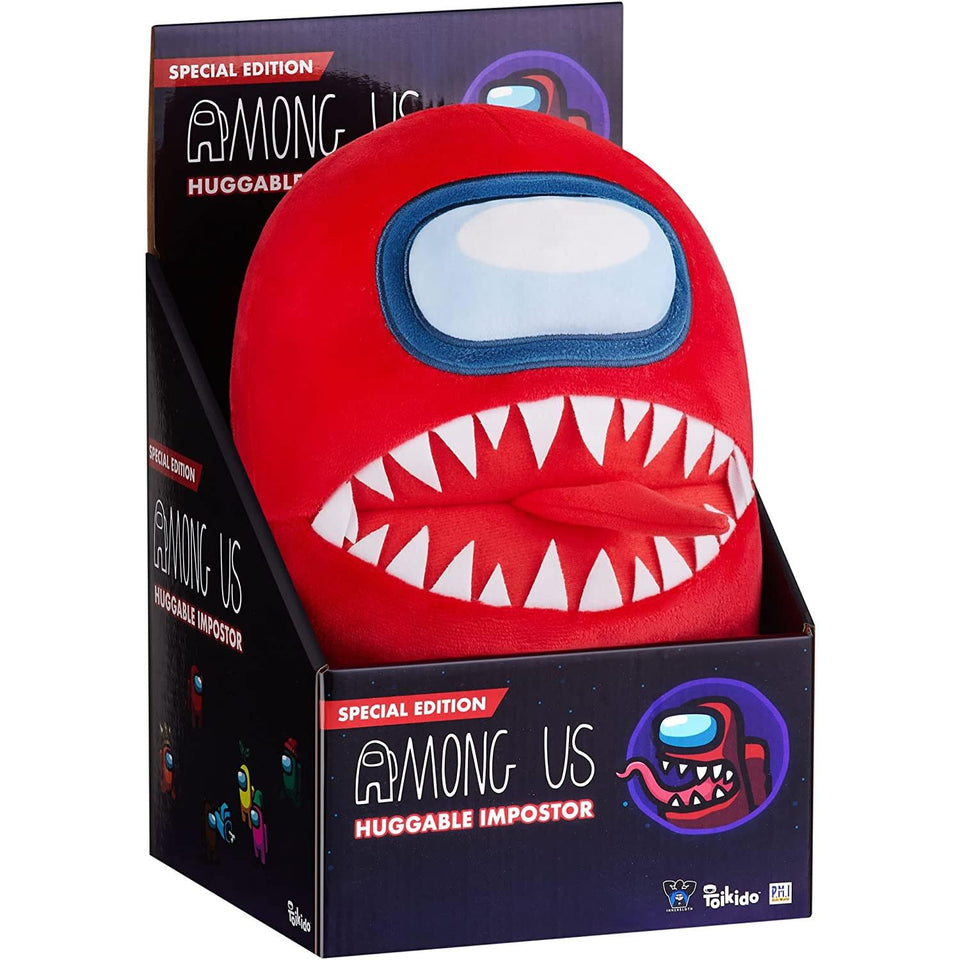 Among Us Red Impostor with Tongue Teeth Plush Huggable Plushie 10" Doll Figure PMI International
