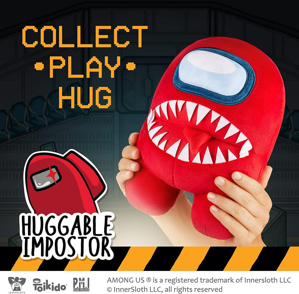 Among Us Red Impostor with Tongue Teeth Plush Huggable Plushie 10" Doll Figure PMI International