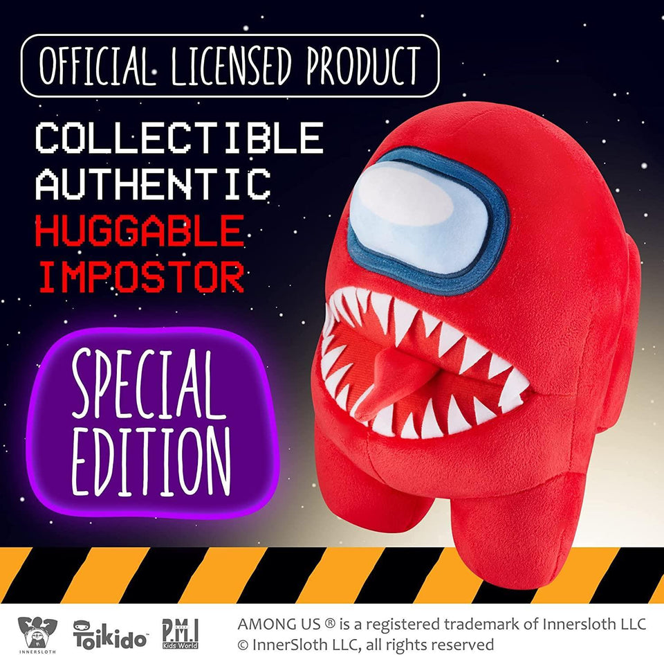 Among Us Red Impostor with Tongue Teeth Plush Huggable Plushie 10" Doll Figure PMI International