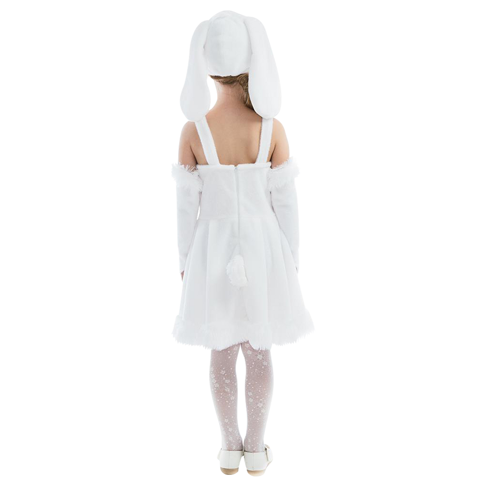 White Bunny Hoppy Girls Plush Animal Costume Dress-Up Play Kids - X-Small