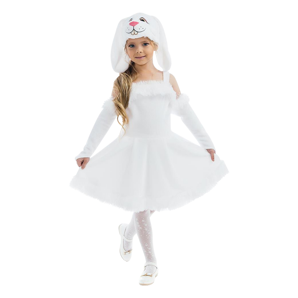 White Bunny Hoppy Girls Plush Animal Costume Dress-Up Play Kids - Small