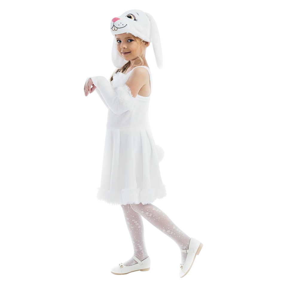 White Bunny Hoppy Girls Plush Animal Costume Dress-Up Play Kids - Small