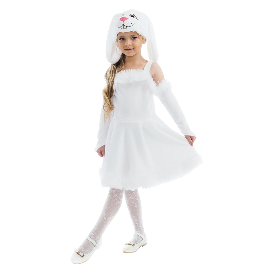 White Bunny Hoppy Girls Plush Animal Costume Dress-Up Play Kids - Small