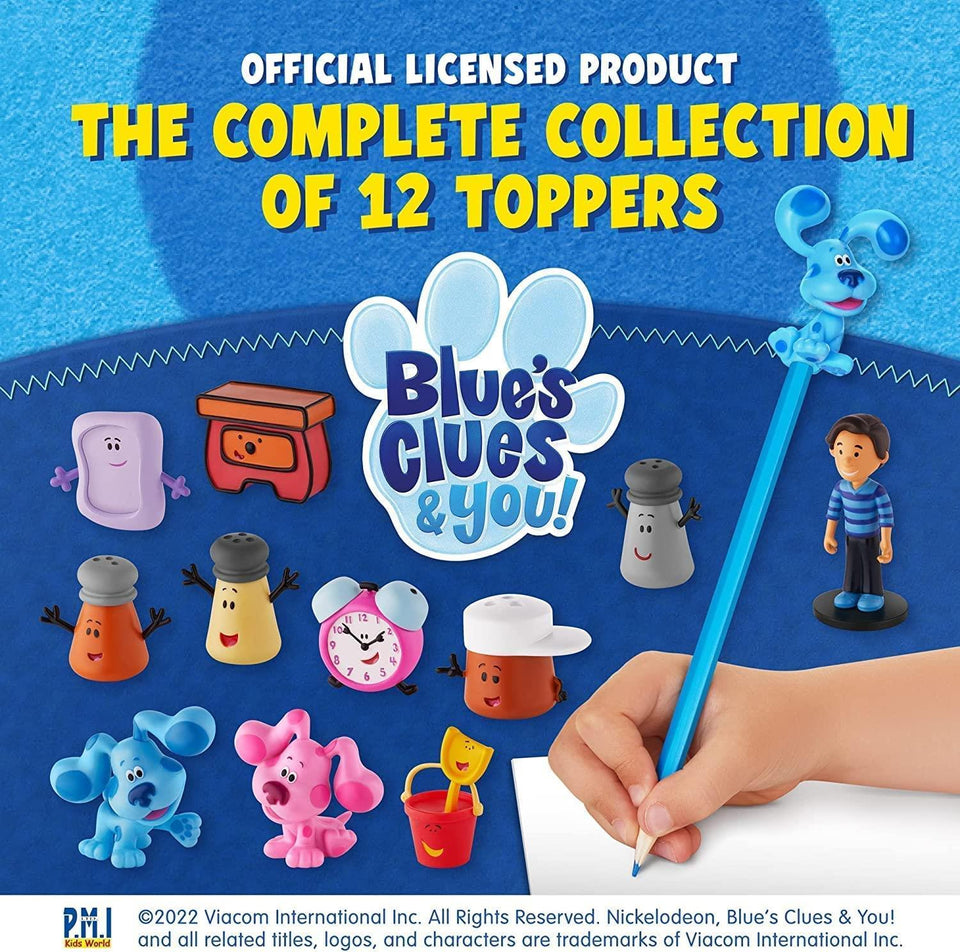 Blues Clues Pencil Toppers 12pk Josh Tickety Tock Paprika Magenta Pail PMI International