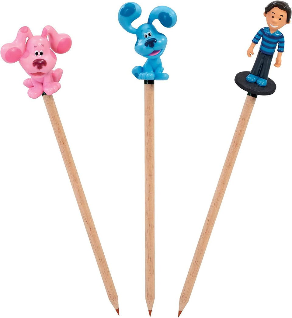 Blues Clues Pencil Toppers 12pk Josh Tickety Tock Paprika Magenta Pail PMI International