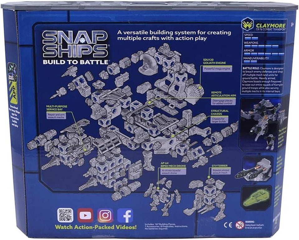 Snap Ships Forge Claymore CR-76 Combat Transport Buildable Mechs Firing PlayMonster
