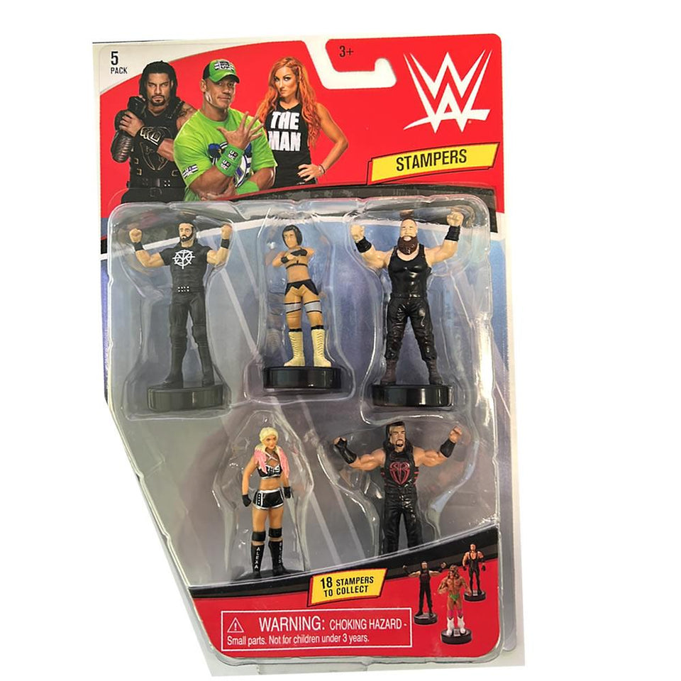 WWE Superstar Stampers 5pk Wrestler Party Decor Character Figures PMI International