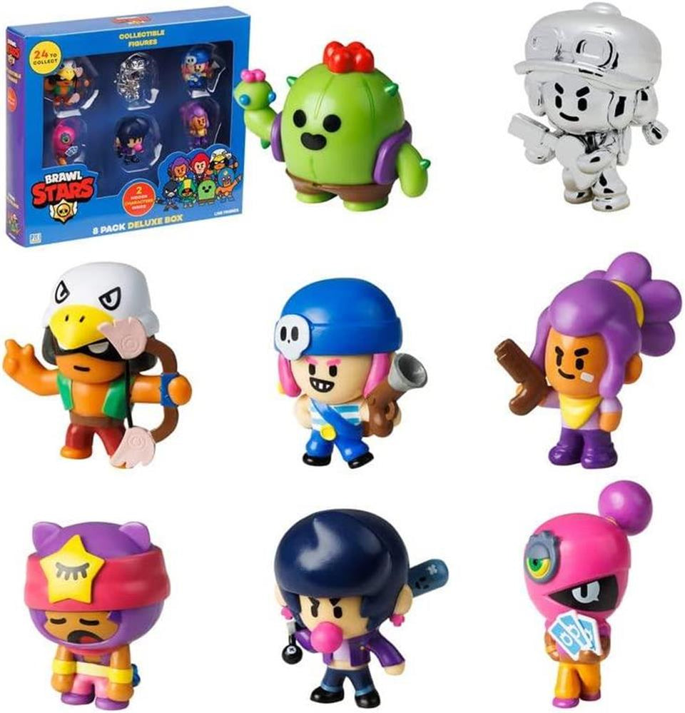Brawl Stars Figures 8pk Spike Chrome Jessy Bo Penny Shelly Sandy Brawler PMI International