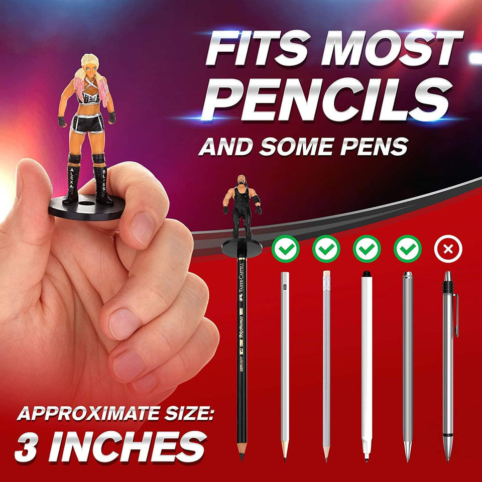 WWE Pencil Toppers 12pk Shinsuke Nakamura Rey Mysterio The Rock Undertaker PMI International