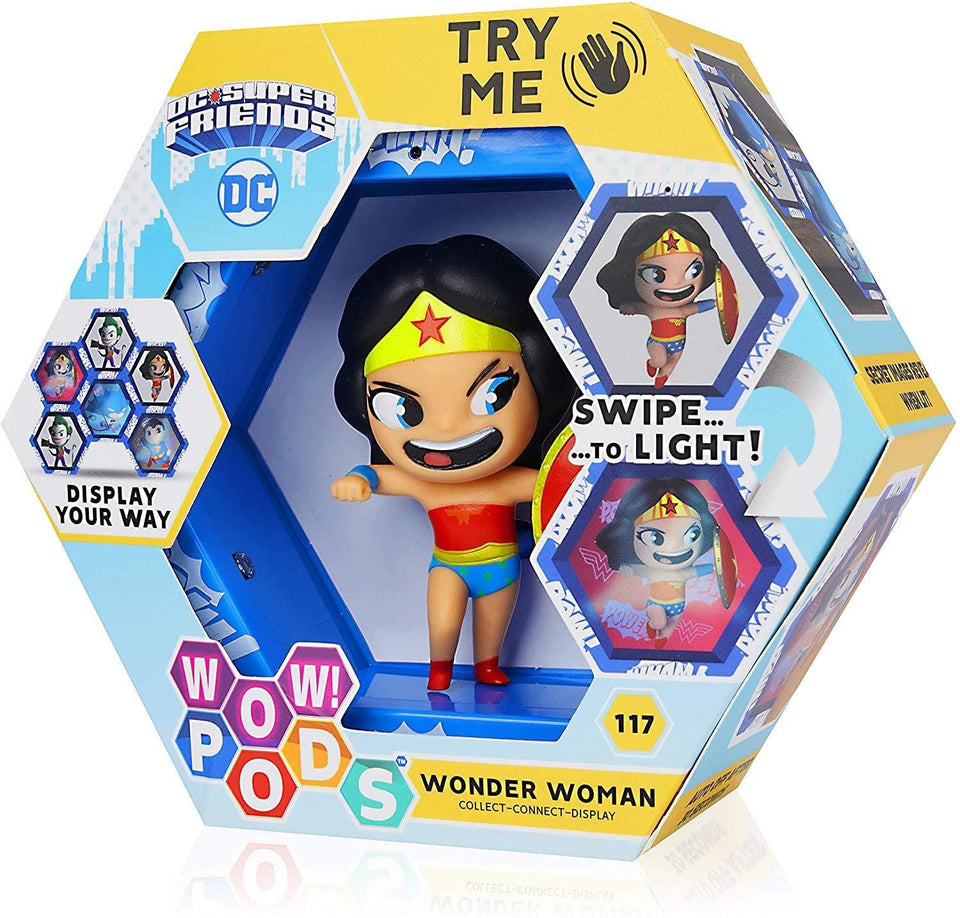 WOW Pods DC Comics Wonder Woman Swipe Light-Up Connect Figure Superhero Collectible