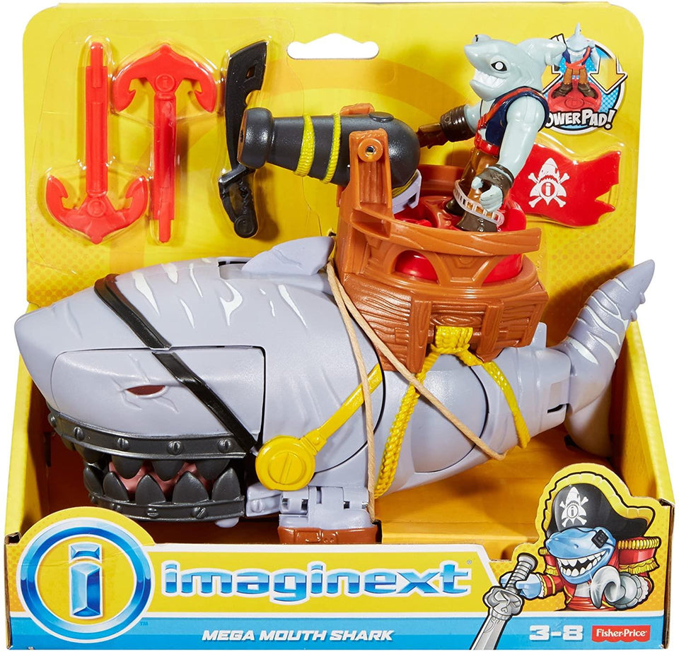 Imaginext Mega Mouth Shark Chomping Pirate Sea Boat Fisher-Price