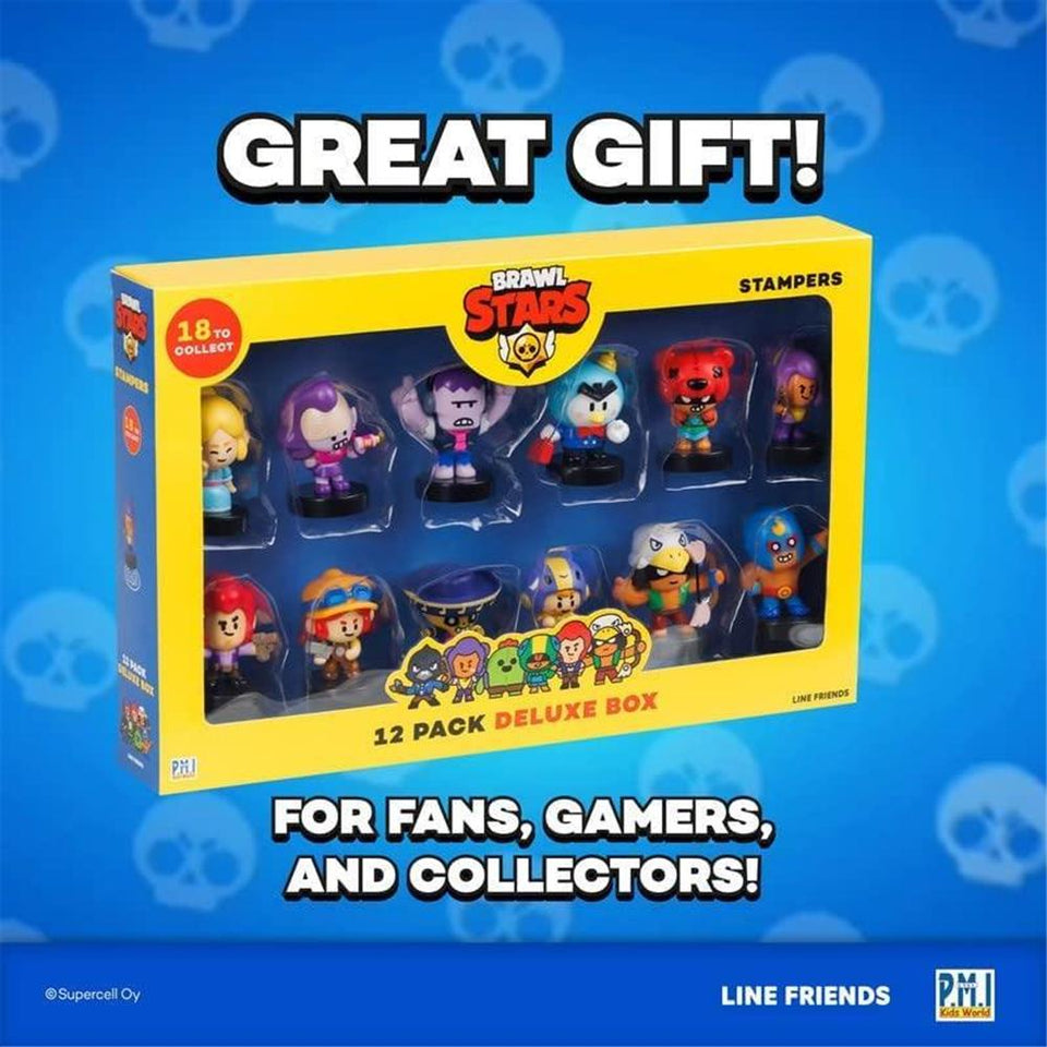 Brawl Stars Character Stampers 12pk Emz Colt Piper Bo Frank Shelly Jessy Mr. P PMI International