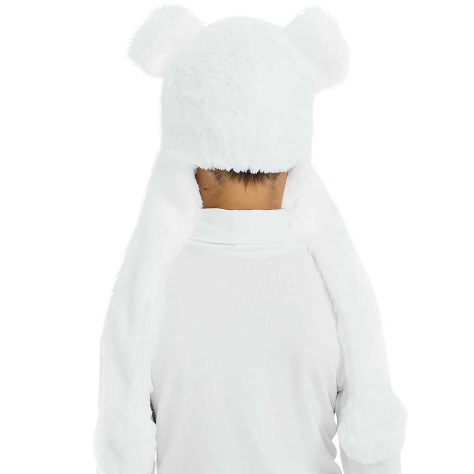 White Polar Bear Plush Headpiece Kids Costume Dress-Up Play Accessory Hat Animal
